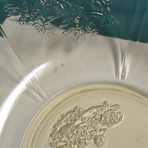 Vintage Depression Glass Gold color "Sharon" Cabbage Rose pattern Servin… - Picture 5 of 7